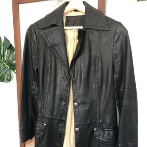True Religion leather duster coat size L